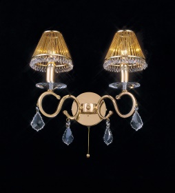 Torino French Gold Crystal Wall Lights Diyas Armed Wall Lights